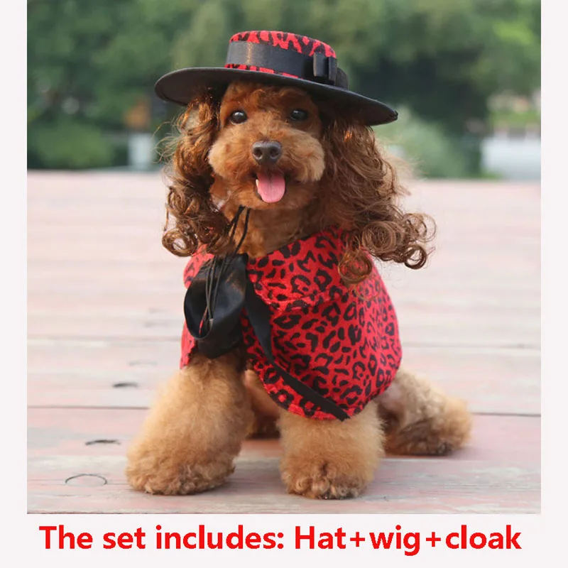 

Halloween Pet Clothing Cosplay Dog Clothing Wig Hat Cape Cape Fun Holiday Party Pet Supplies Christmas Dog Accessories