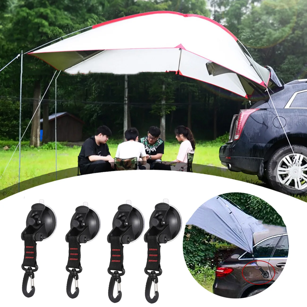 

Outdoor Suction Cup Anchor Securing Hook Tie Down Camping Tent Tarp Universal Car Side Awning Pool Tarps Tents Securing Hook