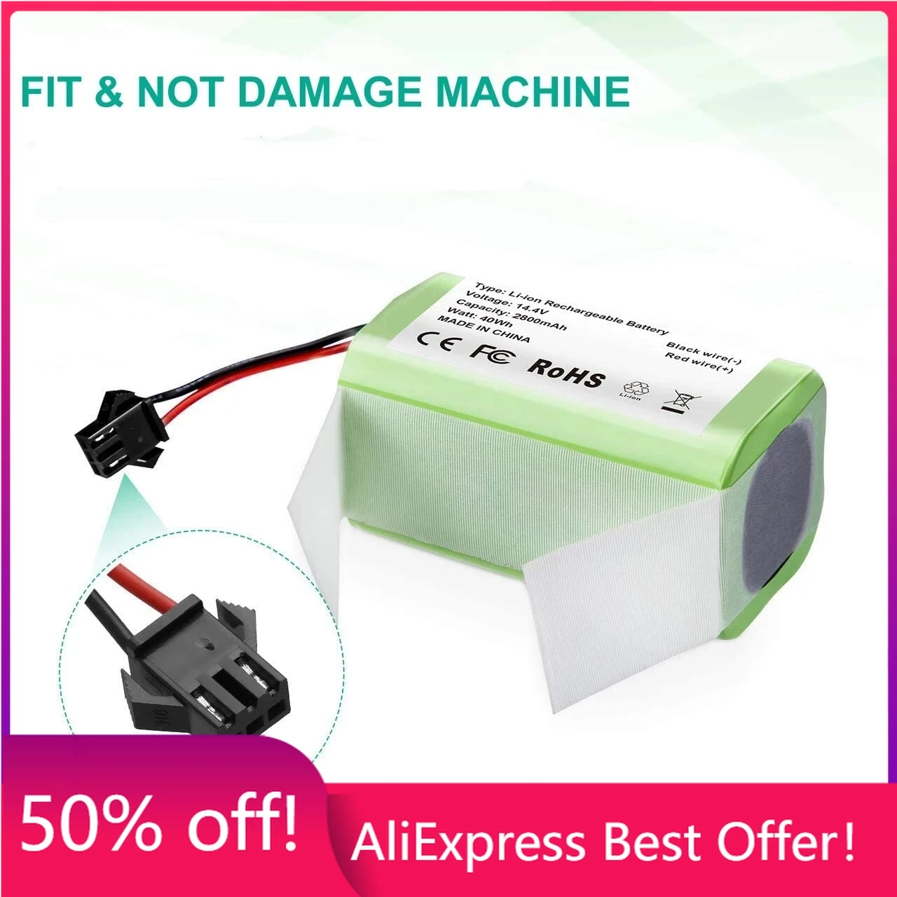 

14.4V6800mAh Li-ion battery for Conga 990, 1090 Tesvor X500 Ecovacs Deebot N79 N79S DN622 Eufy RoboVac 11 11S RoboVac 30 etc