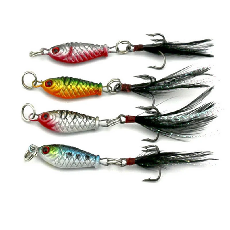 

Pack Of 16 2.5cm Mini Lures Feather Hook Crank Lures Easy To Catch Panfish Or Any Fish Small Size And Easy To Carry