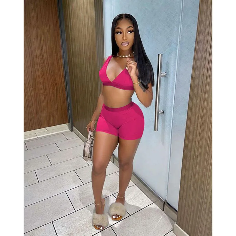 

Women Clothing 2 Piece Sets Summer Fashion Sleeveless Beach Sports Vest Shorts Set Y2k Clothes Casual Streetwear Wholesale Items