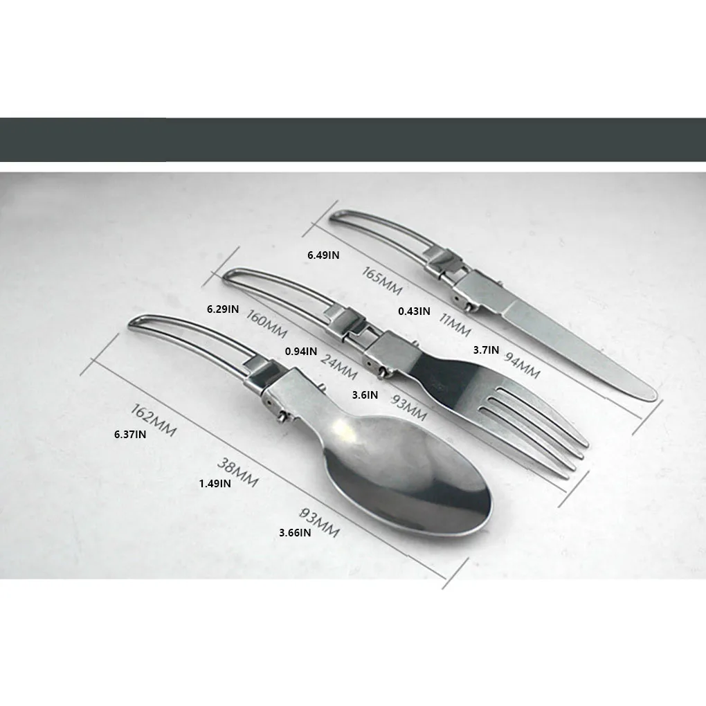 Портативный набор посуды 3 в 1 из нержавеющей стали Складная посуда