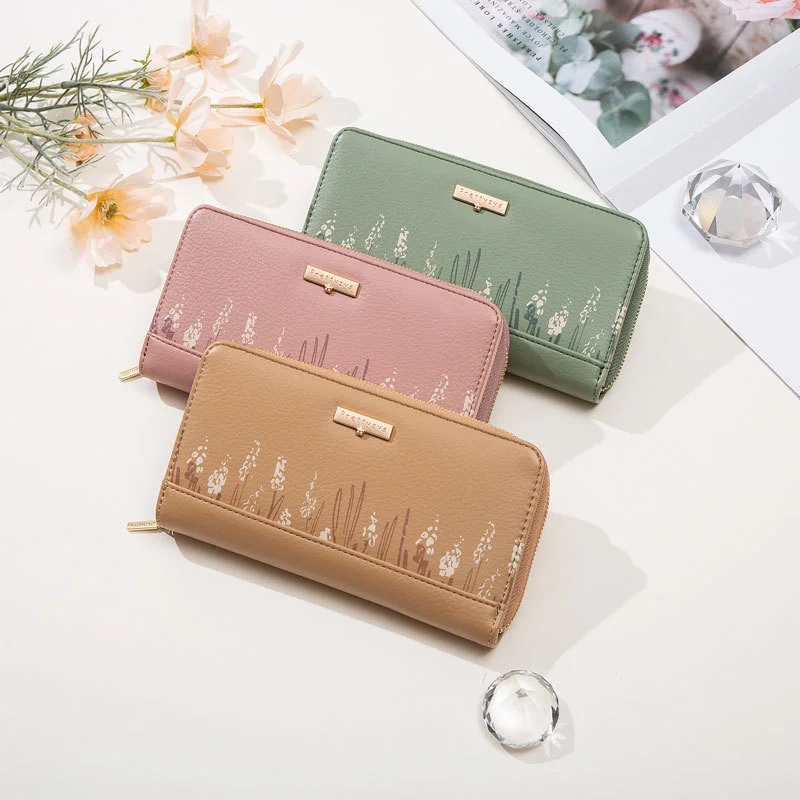 

Новинка, длинный женский кошелек, модная вместительная сумка на молнии с простым принтом