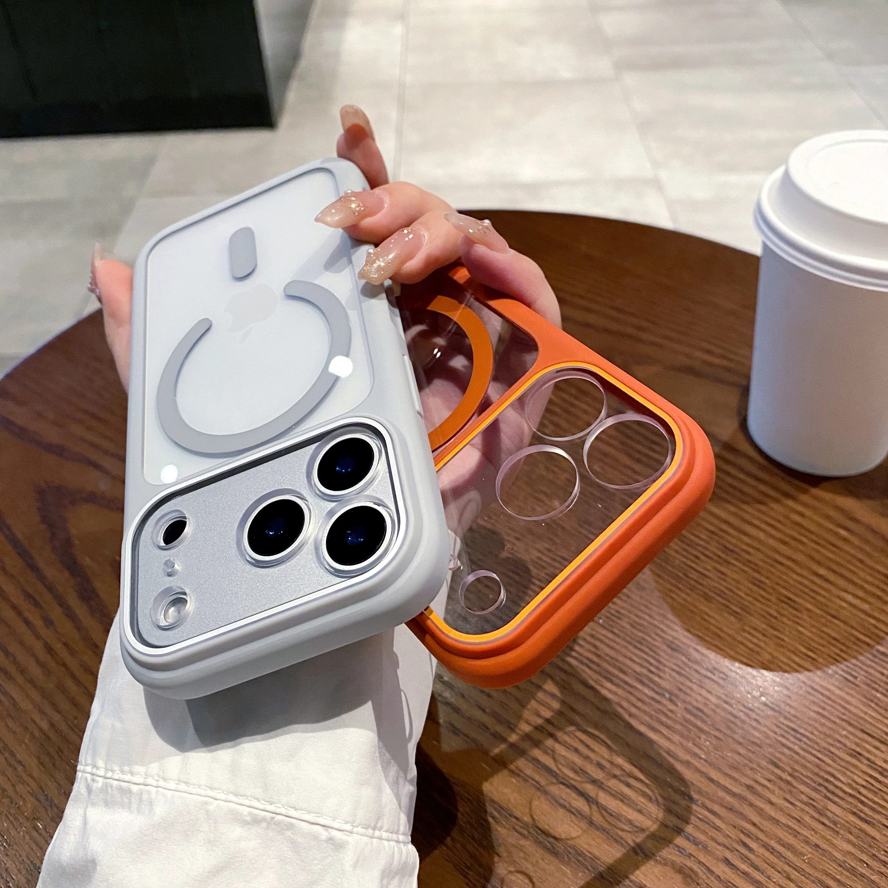 Фото Оригинальный прозрачный чехол для телефона MagSafe для iPhone 17 Pro Max, защита магнитных линз, противоударная силиконовая рамка, прозрачная крышка №1