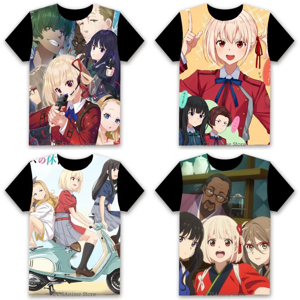 

Lycoris recoil Nishikigi chisato Inoue takina Anime Cosplay Basic Short Sleeve T-shirt Women Men Tee Tops Casual Xmas Gift