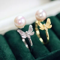 meibapj new arrival fashion round real natural freshwater pearl butterfly ring fine 925 sterling silver jewelry for women