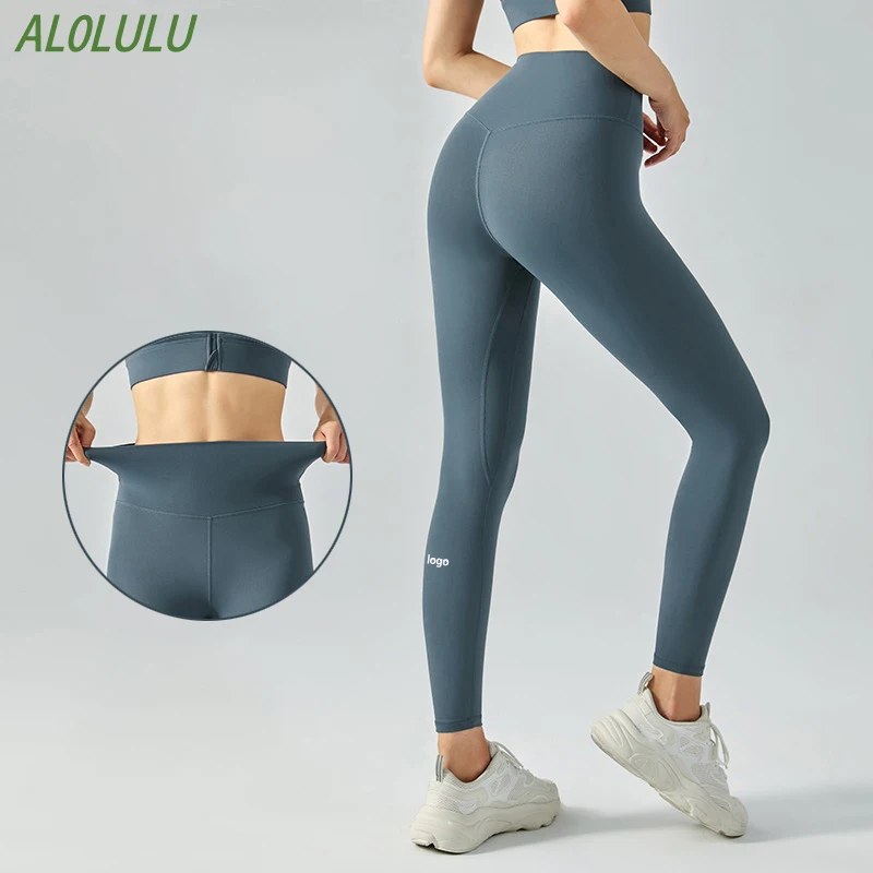 

AL0lulu High Waist Soft Yoga Pants With Logo Gym Leggings For Women Lycra Nylon Comfortable Lnner Waist Pocket Sports Leggings