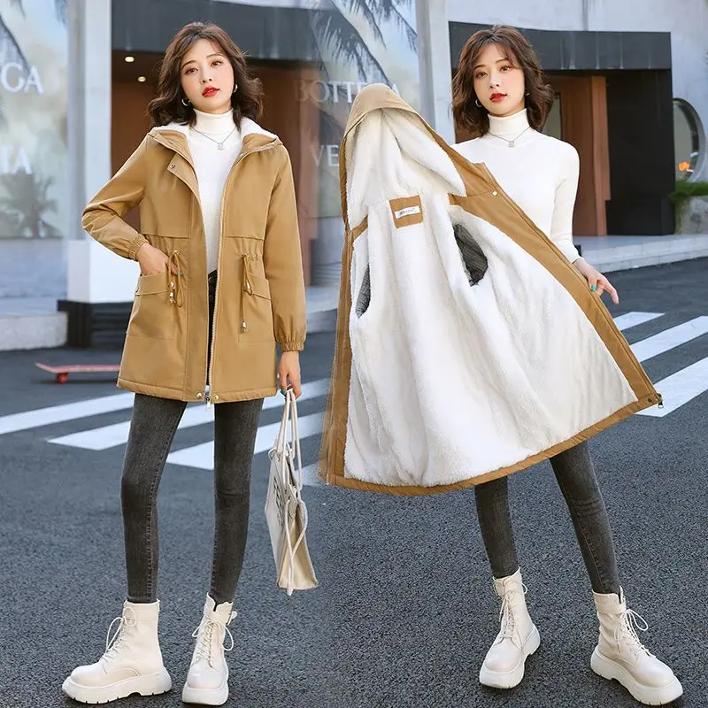 Winter Women's Jackets New Korean Hooded Windbreaker Female Fleece Warm Thick Cotton Padded Coat Women Parkas Outerwear A14