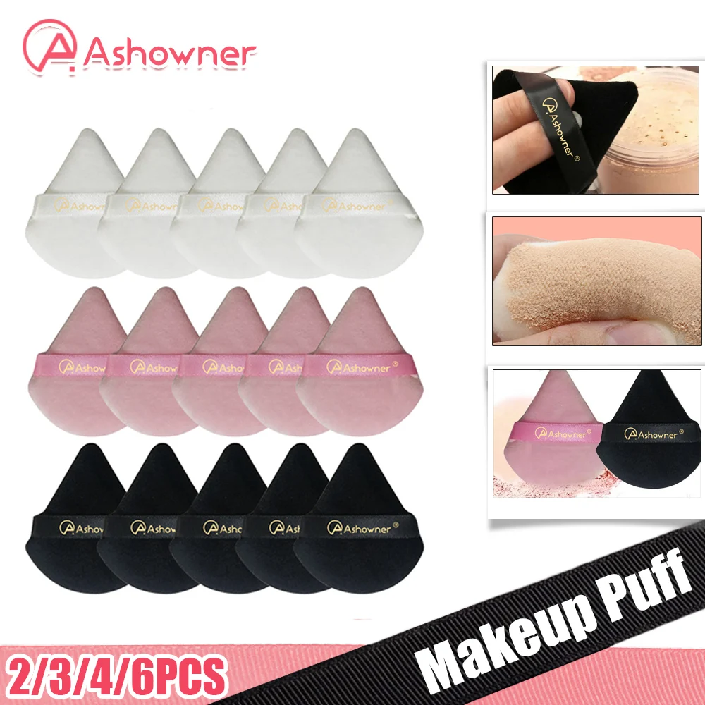 2/3/4/6Pcs Triangle Powder Puff Velvet Makeup Sponge Face Soft Powder Puff Eyes Contouring Shadow Blender Washable Cosmetic Tool