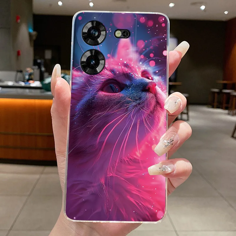 Фото Чехол для Tecno Pova 5 5Pro LH7n LH8n Aesthetic Cute Cat, мягкая задняя крышка для Techno Pova 5 Pro, прозрачный силиконовый чехол для телефона №4