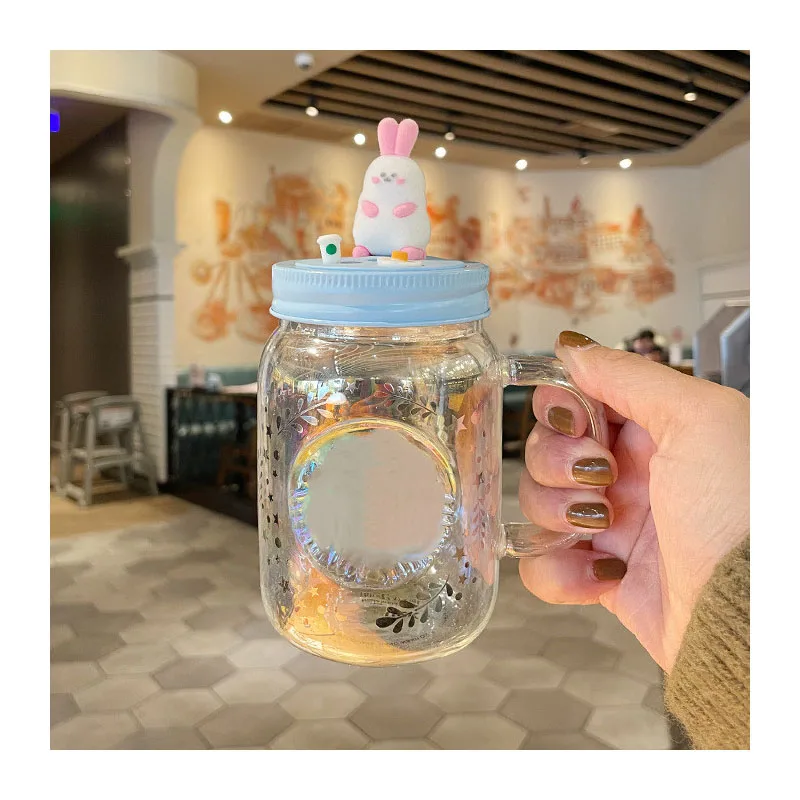

Star Dad Mid-Autumn Moon Night Cute Girl Heart Bunny Glass Straw Cup Water Cup