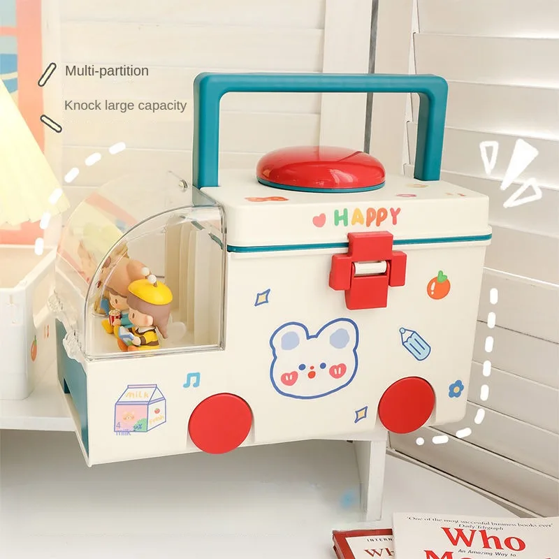 

2 Layers Ambulance styling Family Medicine Organizer Storage Box Portable First Aid Kit Container Emergency Pharmacy Pill Box