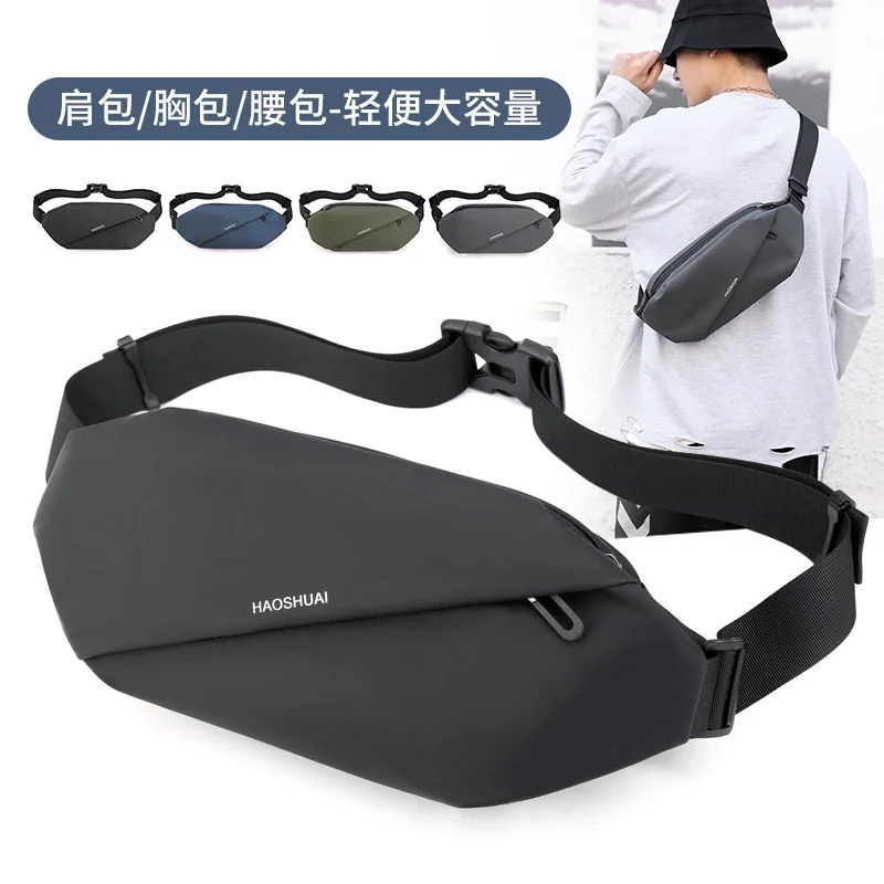 New men's waist bag outdoor running mobile phone bag multi function large capacity chest bag leisure One Shoulder Messenger Bag