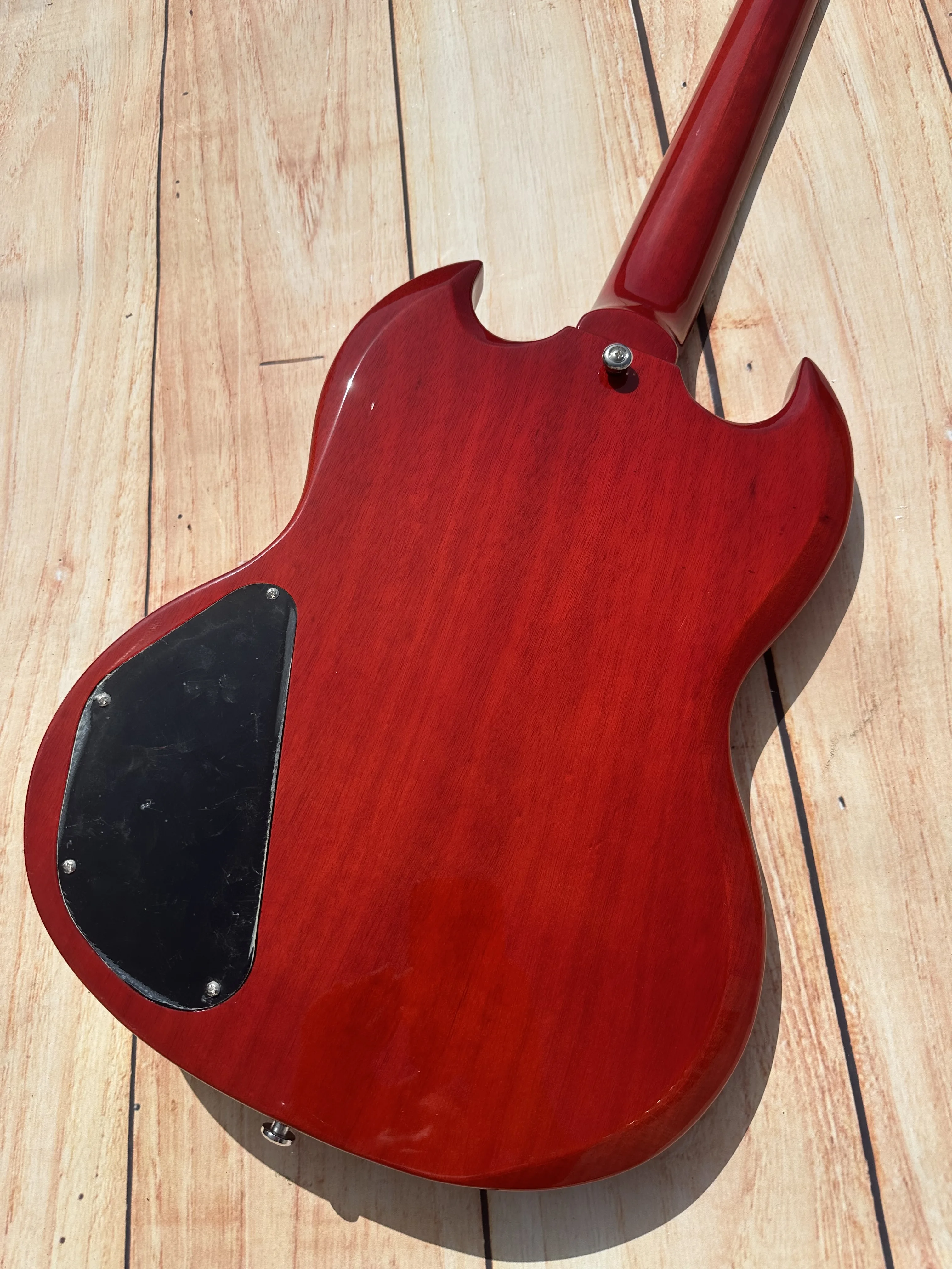 Стандартная электрогитара SG инкрустация цветочным горшком винно-красный