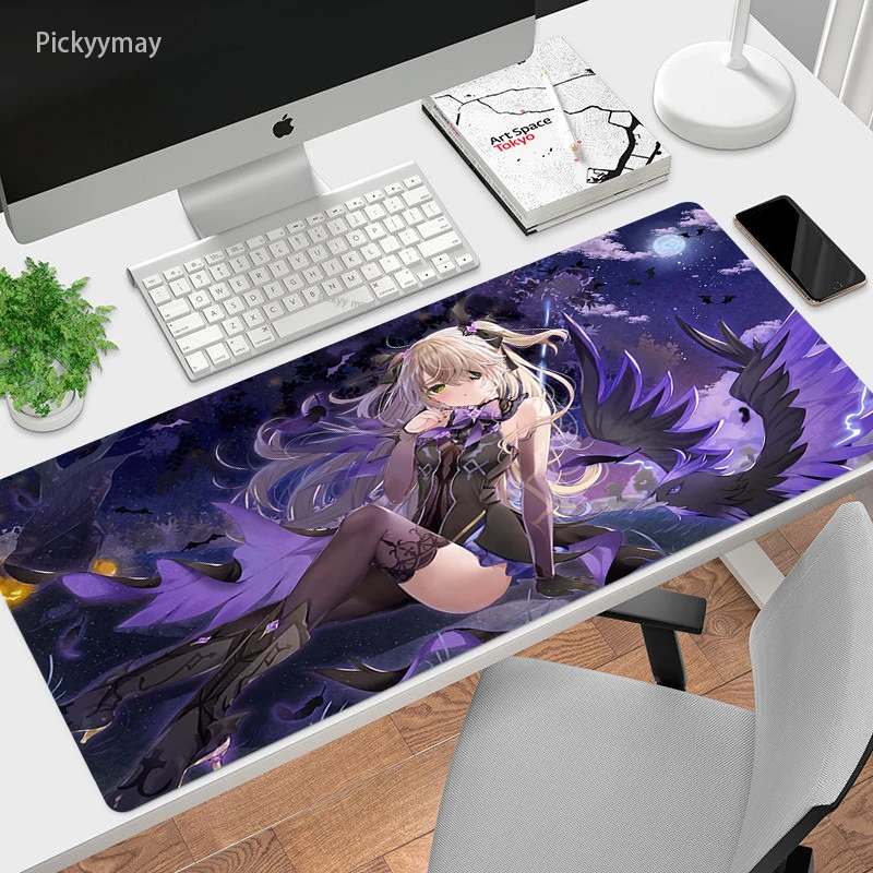 

Kawaii Anime Mouse Pad Genshin Impact Gamer Mousepad Cute Desk Mats Large Gaming Keyboard Mouse Mat Locking Edge Table Pads