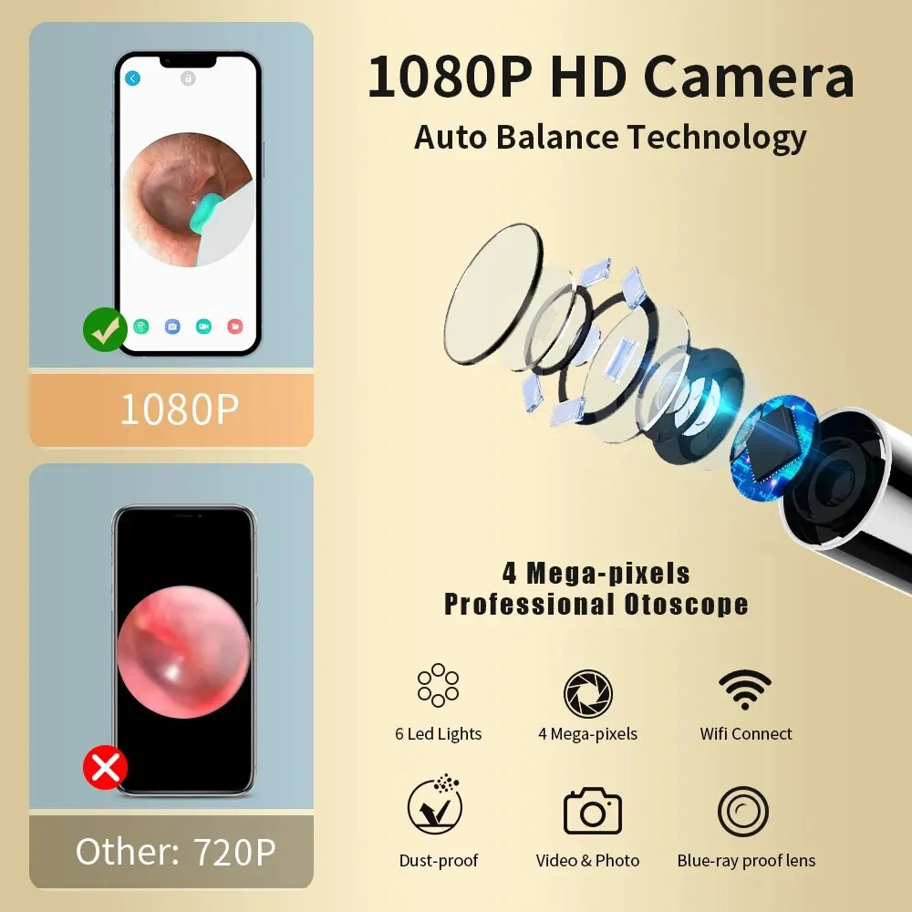 Инструмент для удаления ушной серы с HD-камерой ушей 1080P