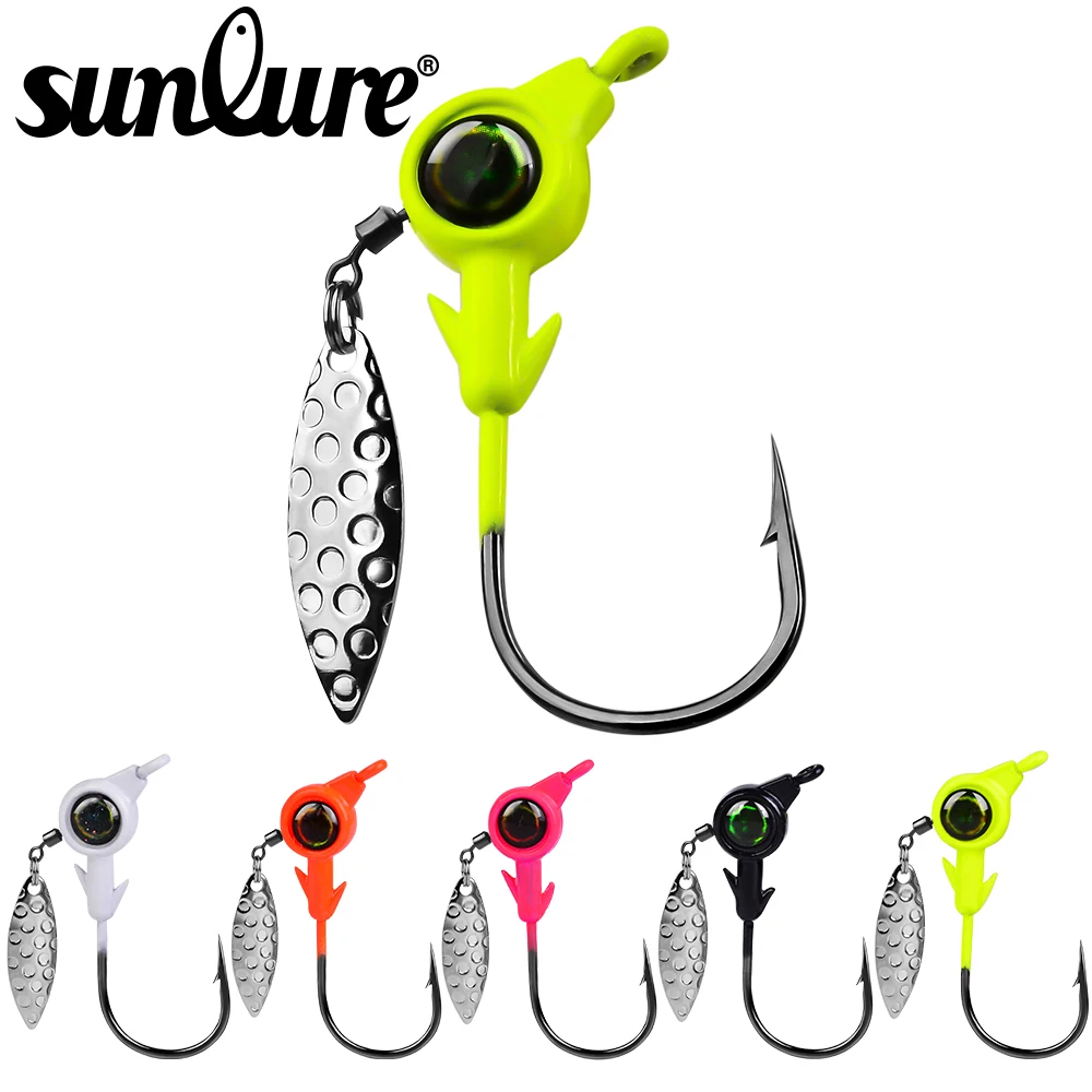 

Sunlure 5PCS/lot Jig Head Fishing Hook With Spinner Blade 3.5g-5g-7g-10g Jigging Hooks Weighted Fishhook Sequin Pick Pesca