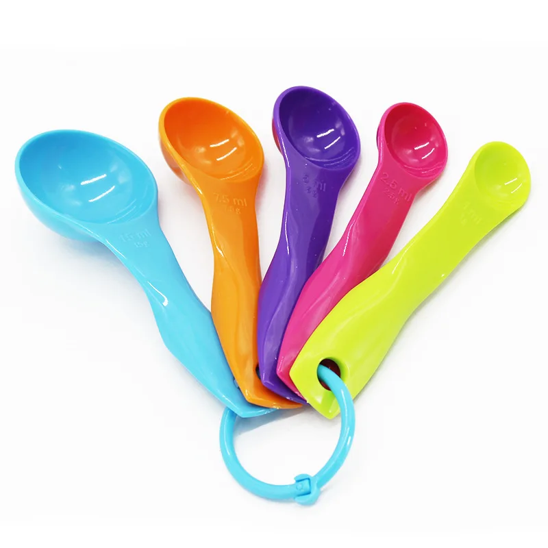 

5Pcs/Set Measuring Spoon Cup Plastic Teaspoon Coffee Sugar Scoop Baking Cake Milk Protein Powder Cooking With Scale Kitchen Tool