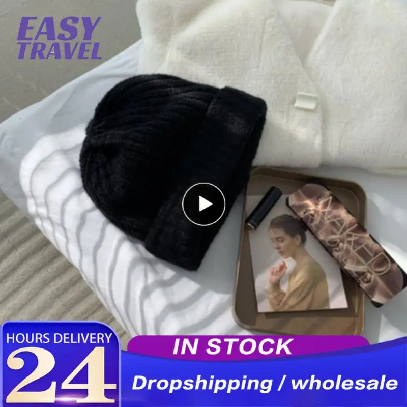 

Woolen Knitted Hat Women's Autumn And Winter Warm Ear Protection Hat Casual Wild Loose Plush Hat Riding Skiing Hiking Equipment