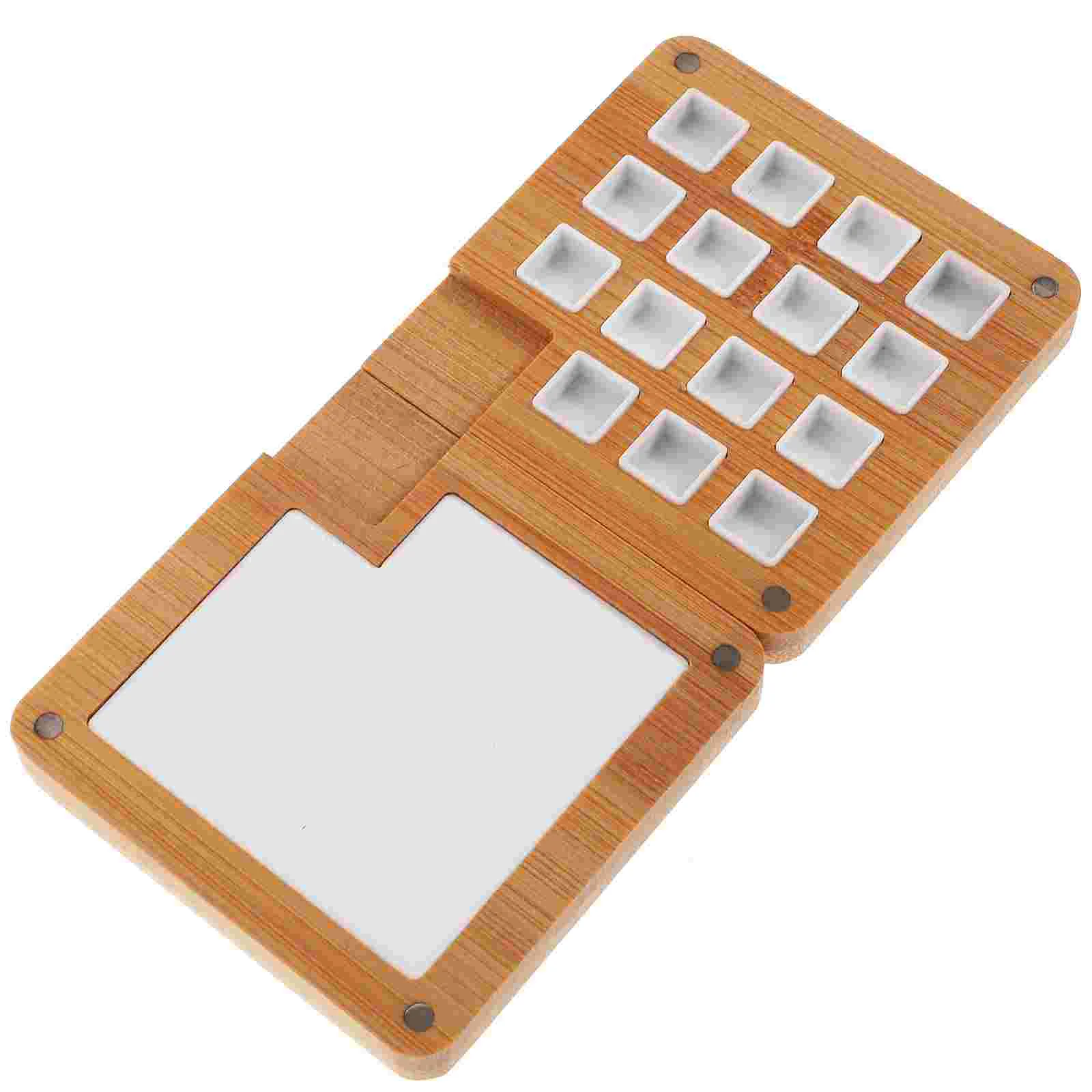 

Portable Color Mixing Box Wooden Watercolor Case Magnetic Pigment Case