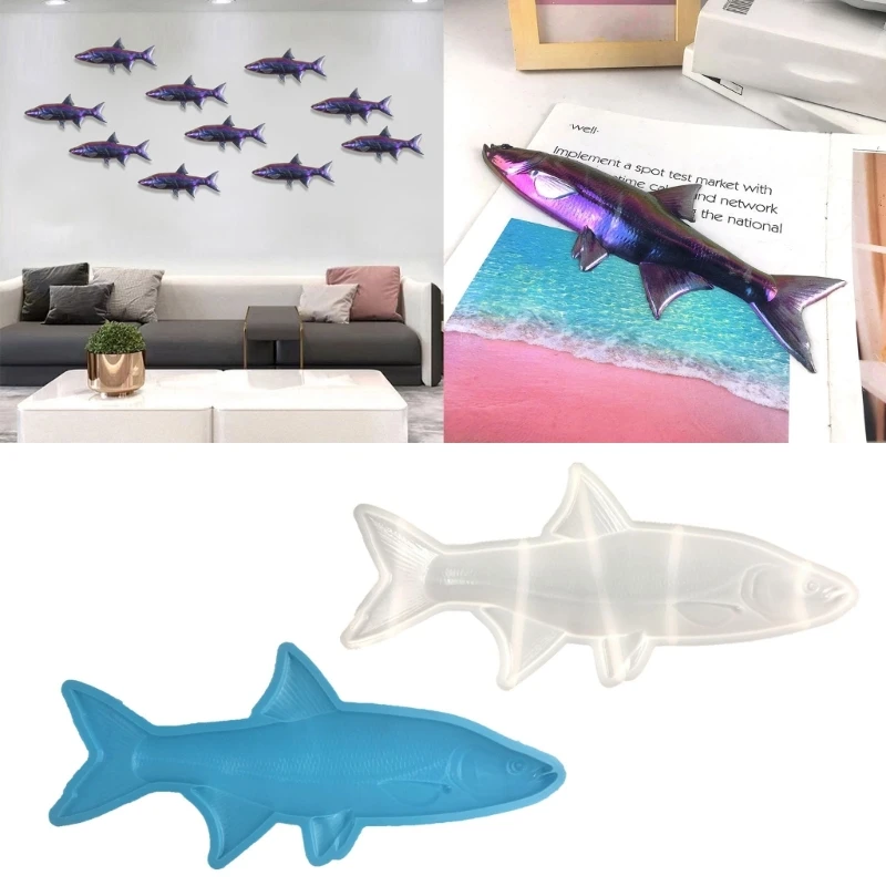 

Semi-stereoscopic Marine Shark Wall Ornaments Drop Mold Diy Wall Pendant Desktop Decoration Epoxy Silicone Mold