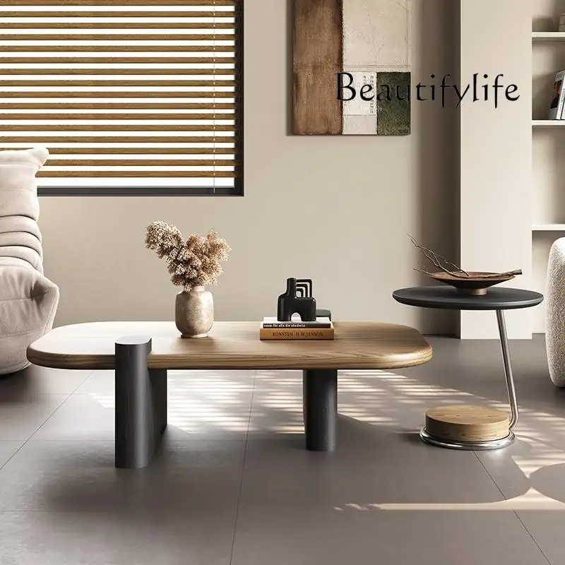 Итальянский минималистичный средневековый журнальный столик из цельного дерева