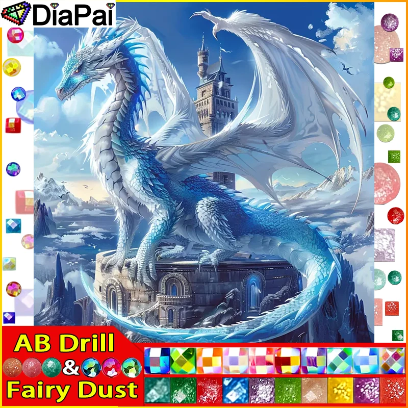 Фото DIAPAI Fairy Dust AB Diy полная квадратная круглая дрель 5D алмазная живопись Алмазная вышивка 