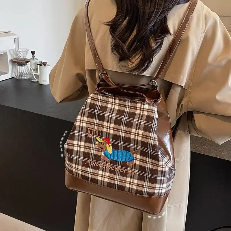 katowa torebka dla psa o dużej pojemności codzienna torba na ramię zakupy podróżne modny plecak śliczna haftowana z grubej bawełny prezent