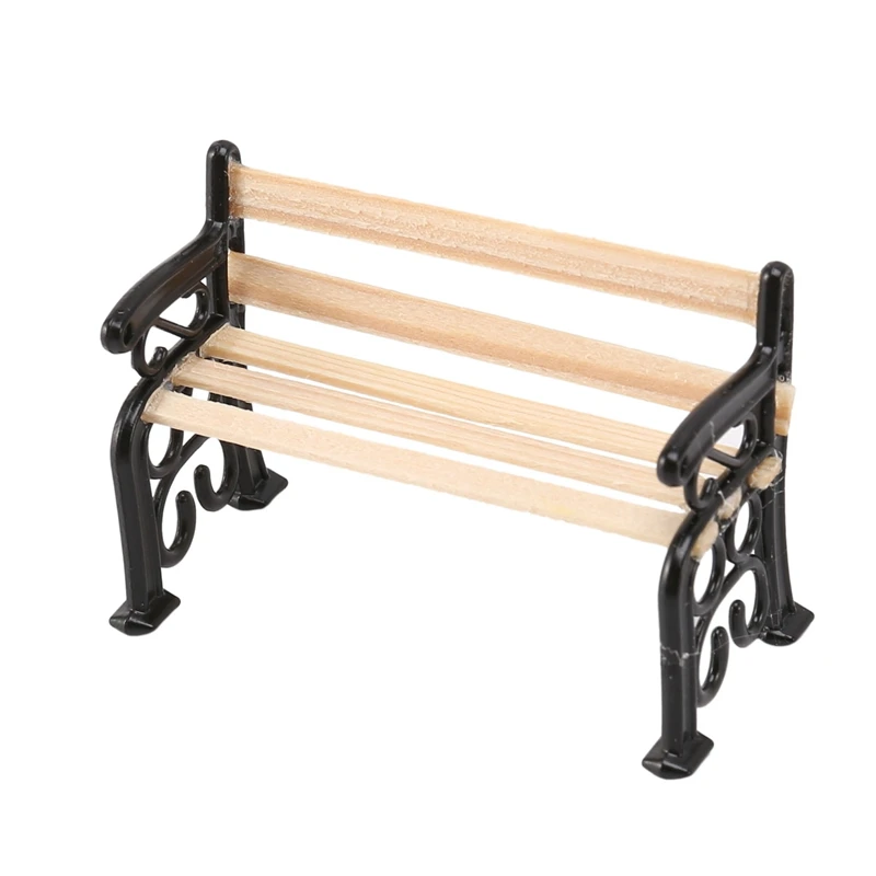 1/24 Dollhouse Miniature Garden Patio Furniture Park Bench |