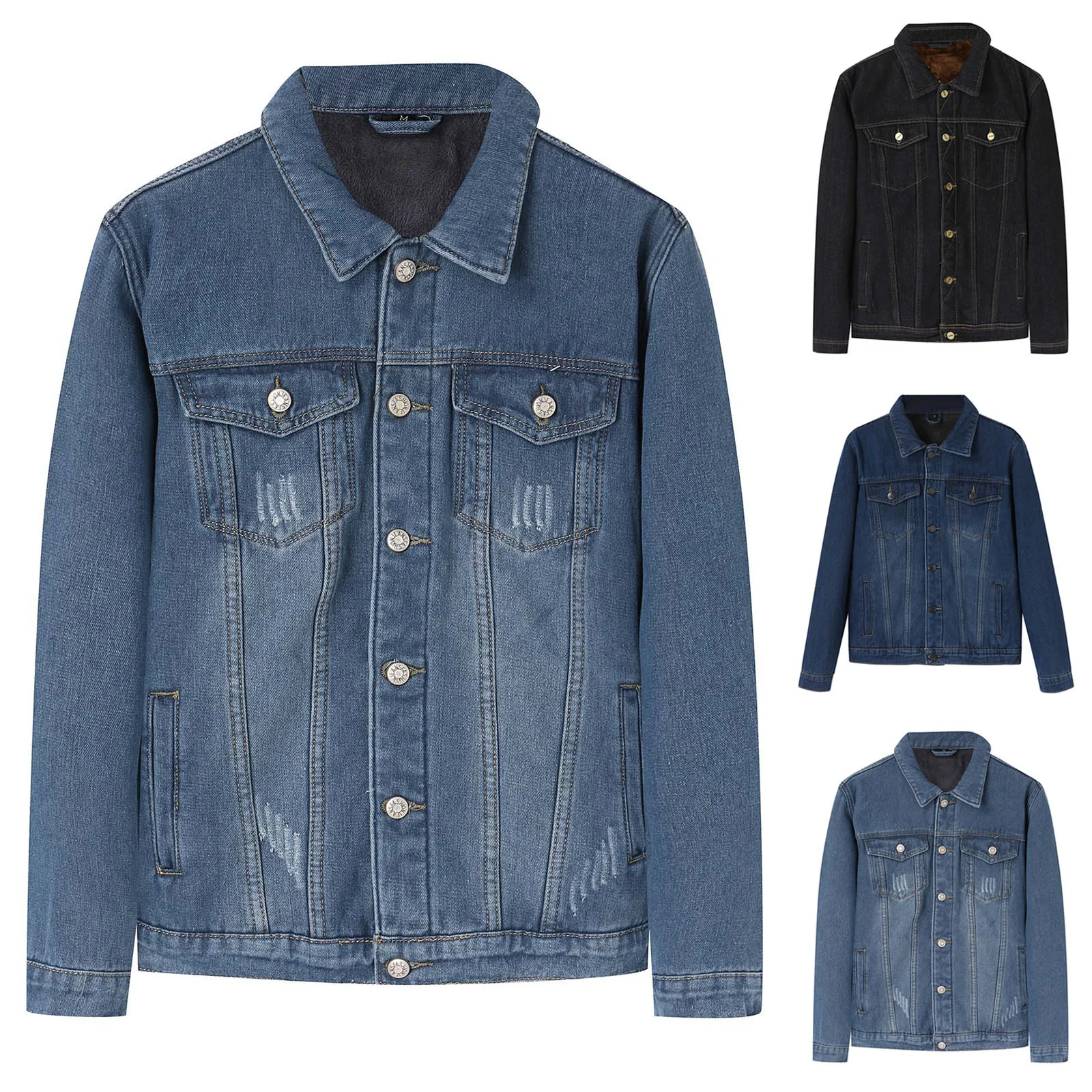 

Mens Winter Jackets Big And Tall Mens Autumn And Winter Fashion Casual Pocket Lapel Button Zipper Velvet Heavy Jacket Mens