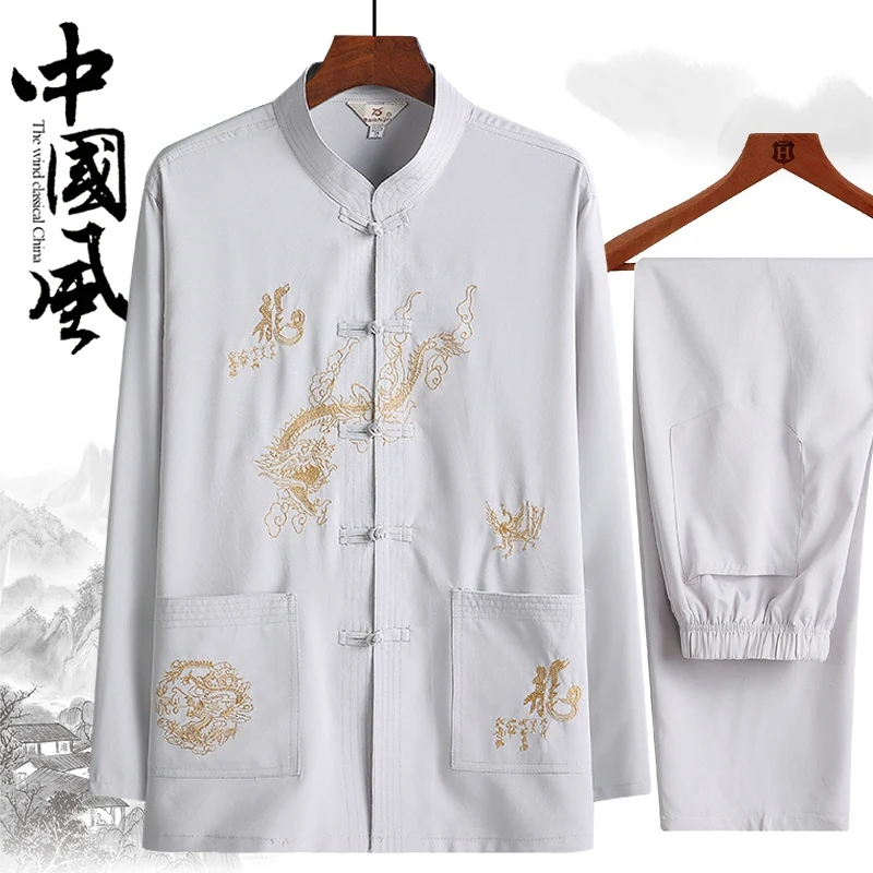 Костюм китайского кунг-фу для мужчин новинка весны 2022 рубашка из хлопка с