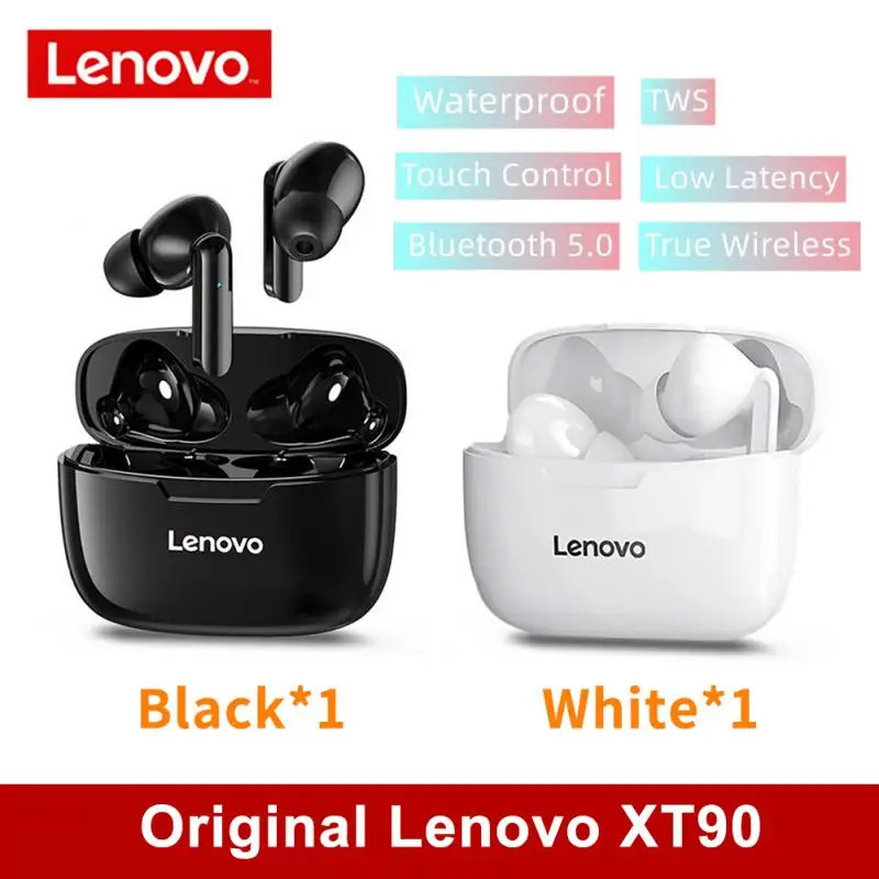 

TWS-наушники Lenovo Беспроводные водонепроницаемые с поддержкой Bluetooth 5,0 и сенсорным управлением