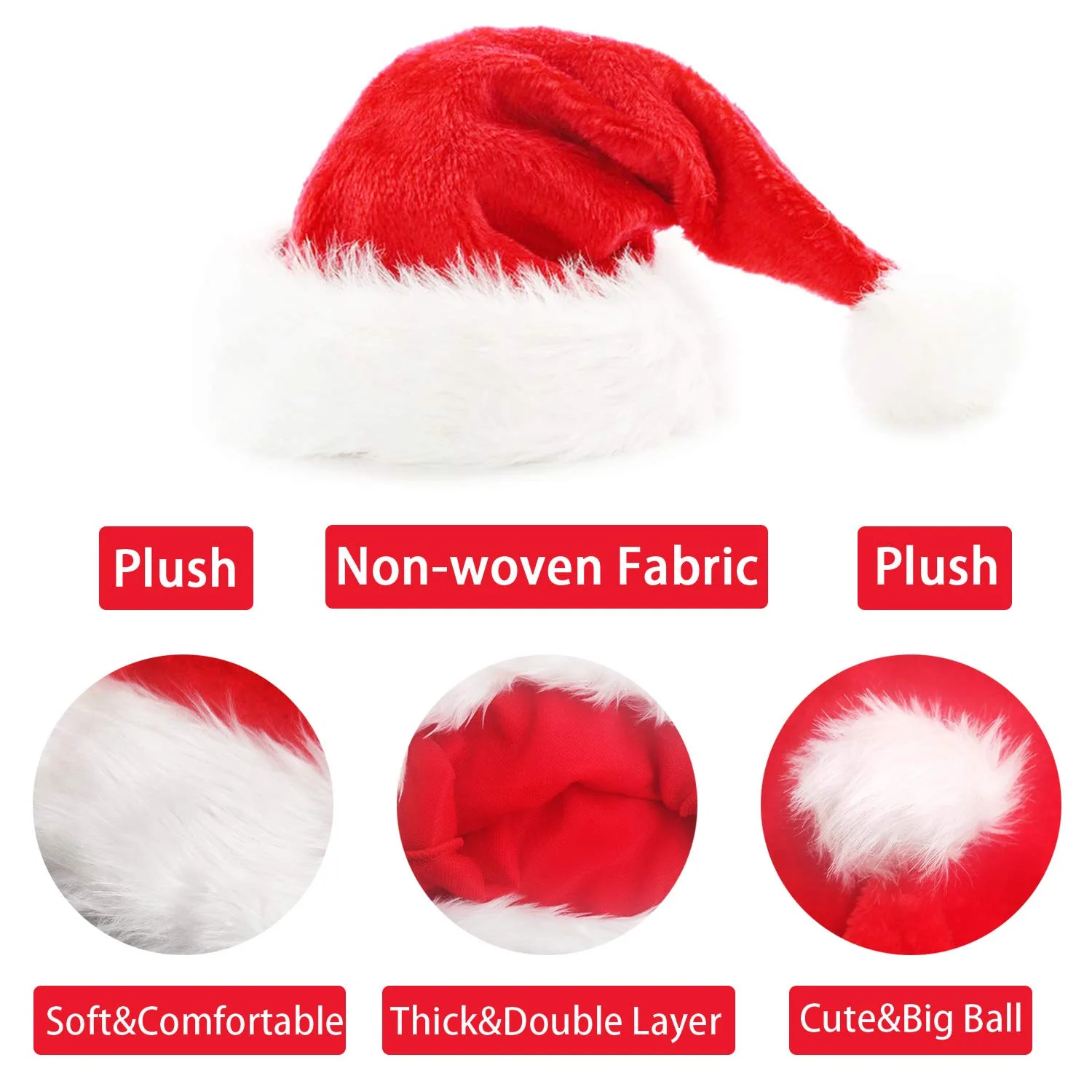 Christmas Hat 2023 Decorations New Year Party Hats Adult Children Big Wool Ball Plush Caps Offers Outlet Free Shipping |