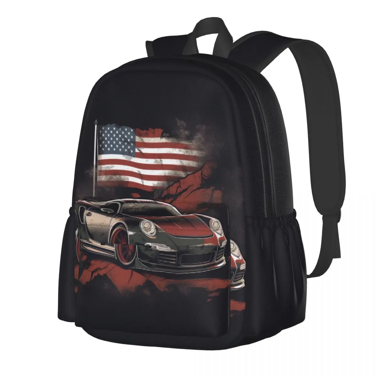 

Classic Sports Car Backpack Road Car Teen Polyester University Backpacks Pattern Modern High School Bags Rucksack