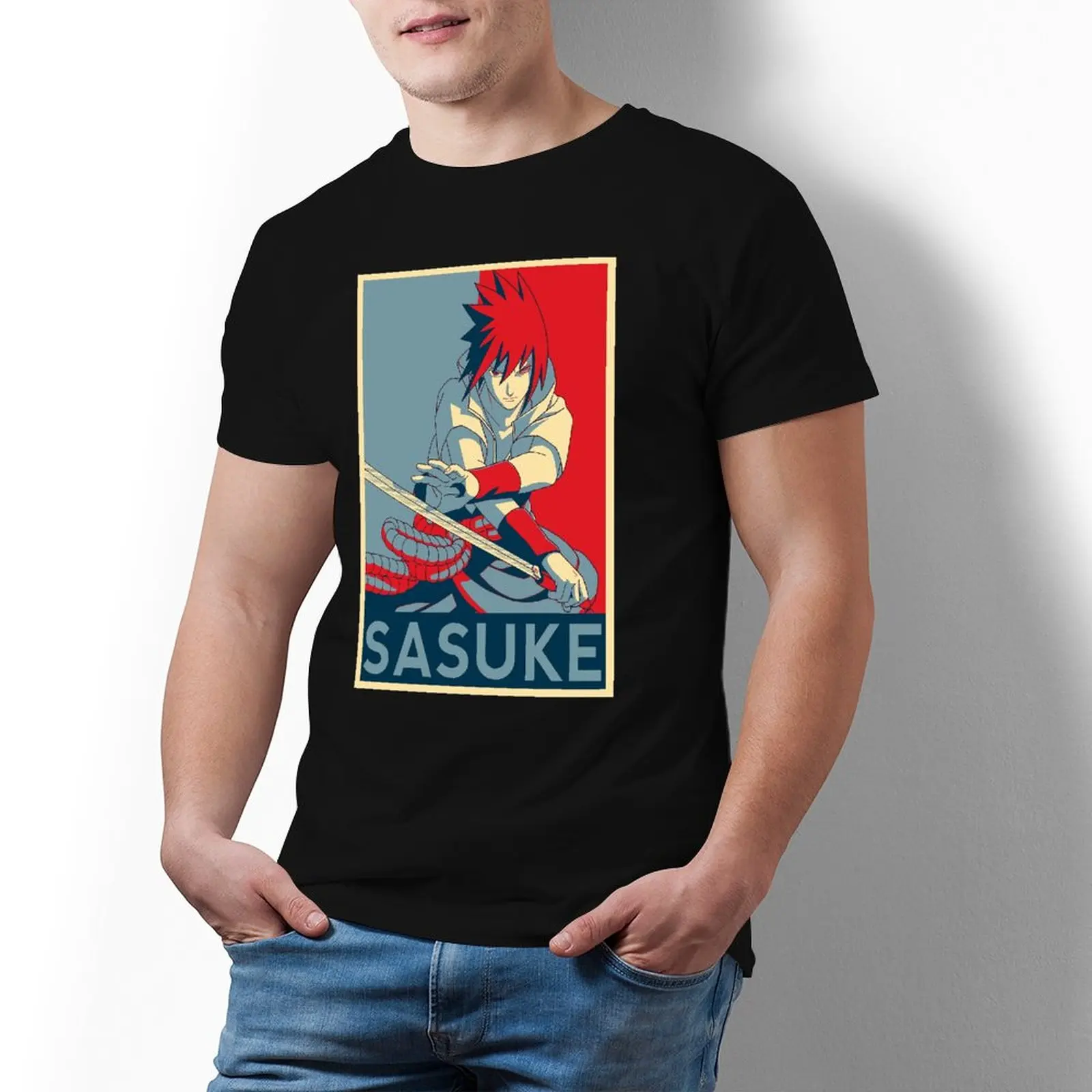 

Футболка Bandai Sasuke Uchiha, Японская уличная одежда с коротким рукавом, Хлопковая мужская футболка с принтом