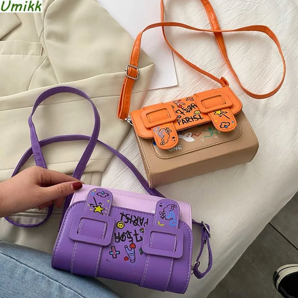 

Fashion Graffiti Women Shoulder Bag PU Leather Travel Crossbody Flap Handbags