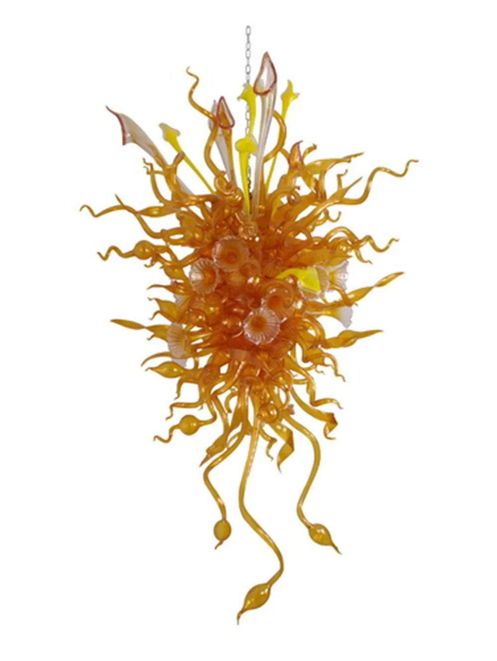 

Home Decor Amber Colored Art LED Light Source Dale Chihuly Hand Blown Glass Chandelier