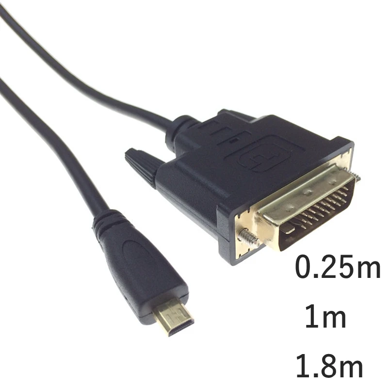 Фото 0,25M 1M 1,8M Micro HDTV HDMI Micro HDMI HD To DVI DVI-D 24+1Pin Кабели-адаптеры 3D 1080p Для ЖК-DVD HDTV XBOX PS3 Монитор ТВ №1