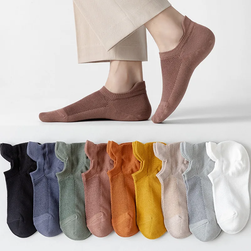 

Мужские дышащие короткие носки, однотонные хлопковые спортивные носки с эффектом поглощения пота, весна-лето 2022