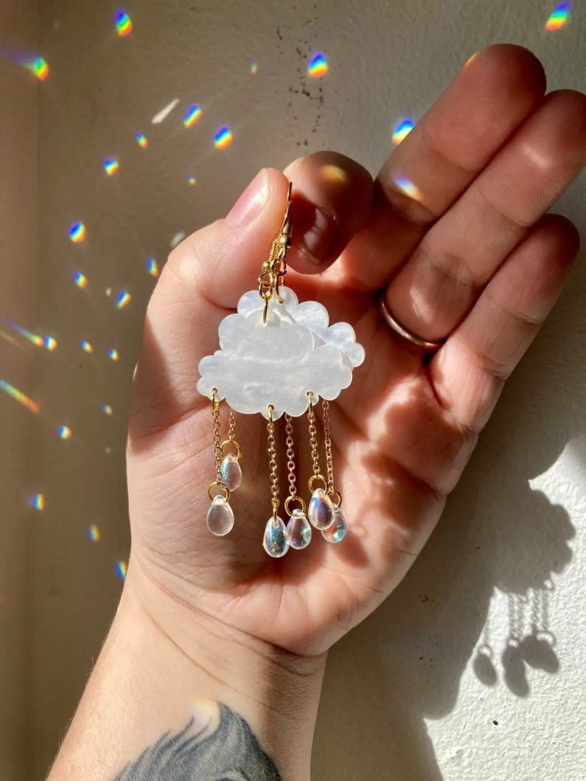 Acrylic Rain Clouds Earrings L Crystal Teardrop Rain Cloud Earrings Handmade Acrylic Rain Cloud Earrings Cute Cloud Earrings