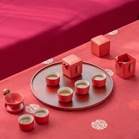 chinese traditional wedding decoration supplies porcelain tea set teapot and tea cup 10 pcs tea service set for adults