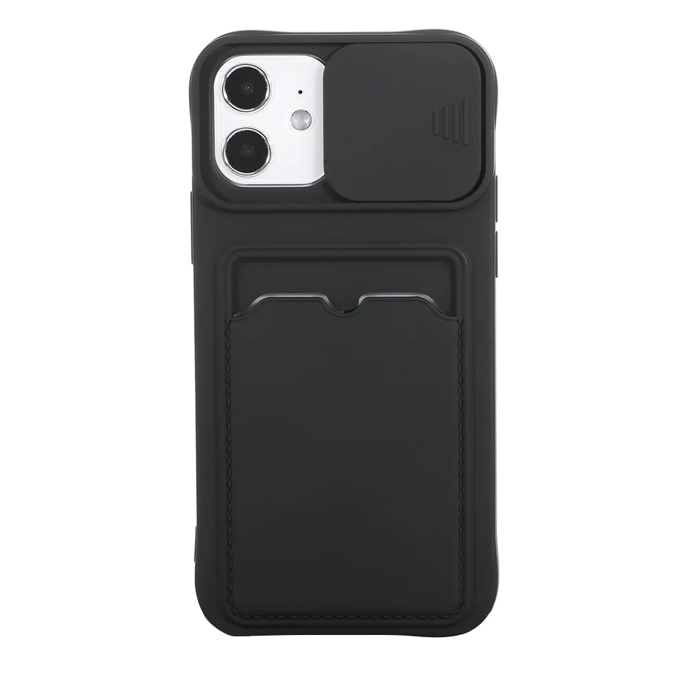 

Luxury Camera Lens Protection Case For iPhone 12 11 Pro Max XS XR X 6 s 6s 8 7 Plus Mobile Phone Cover Soft Silicone Card holder