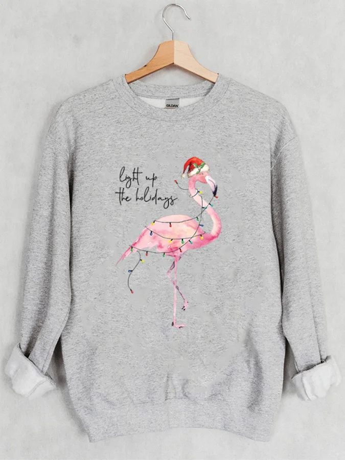 

Повседневная Толстовка с круглым вырезом и принтом фламинго