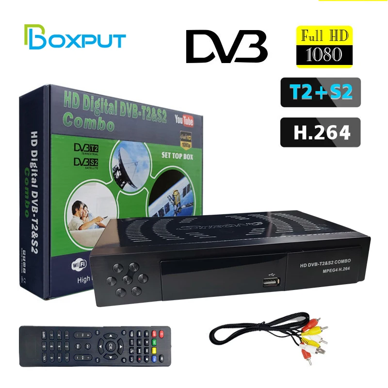 Комбинированная ТВ-приставка DVB T2 S2 с поддержкой ip tv H.264 USB Wifi-ключ 1080P Full HD m3u Smart