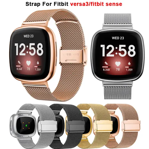 Миланский ремешок из нержавеющей стали для Fitbit Sense Versa 4 3, браслет, металлический ремешок для умных часов Fitbit Versa4 Versa3