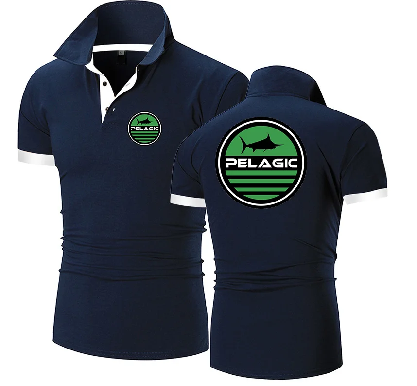 

2023 Camisa de polo masculina de algodão, camisa casual de mangas curtas respirável para PELAGIC camisa de tênis de golf