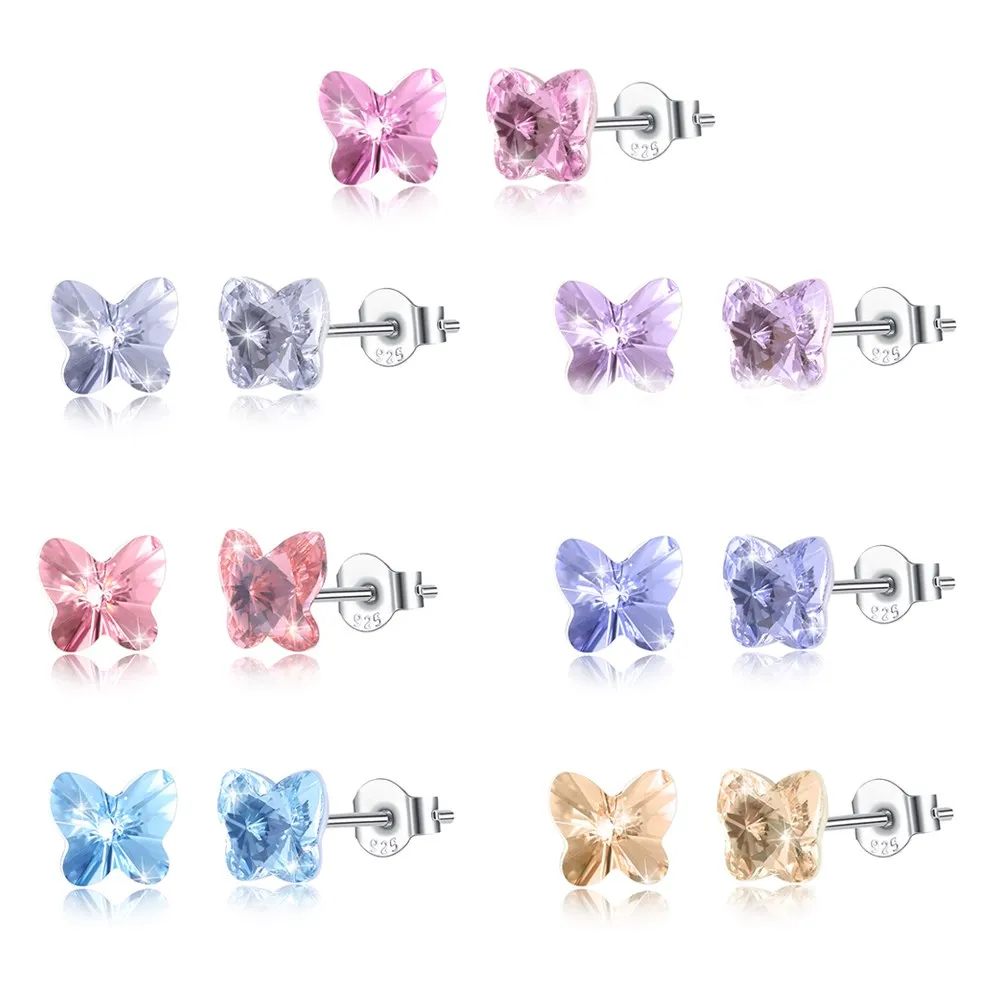 

Sterling Silver Earrings Butterfly-shaped Stud Earrings