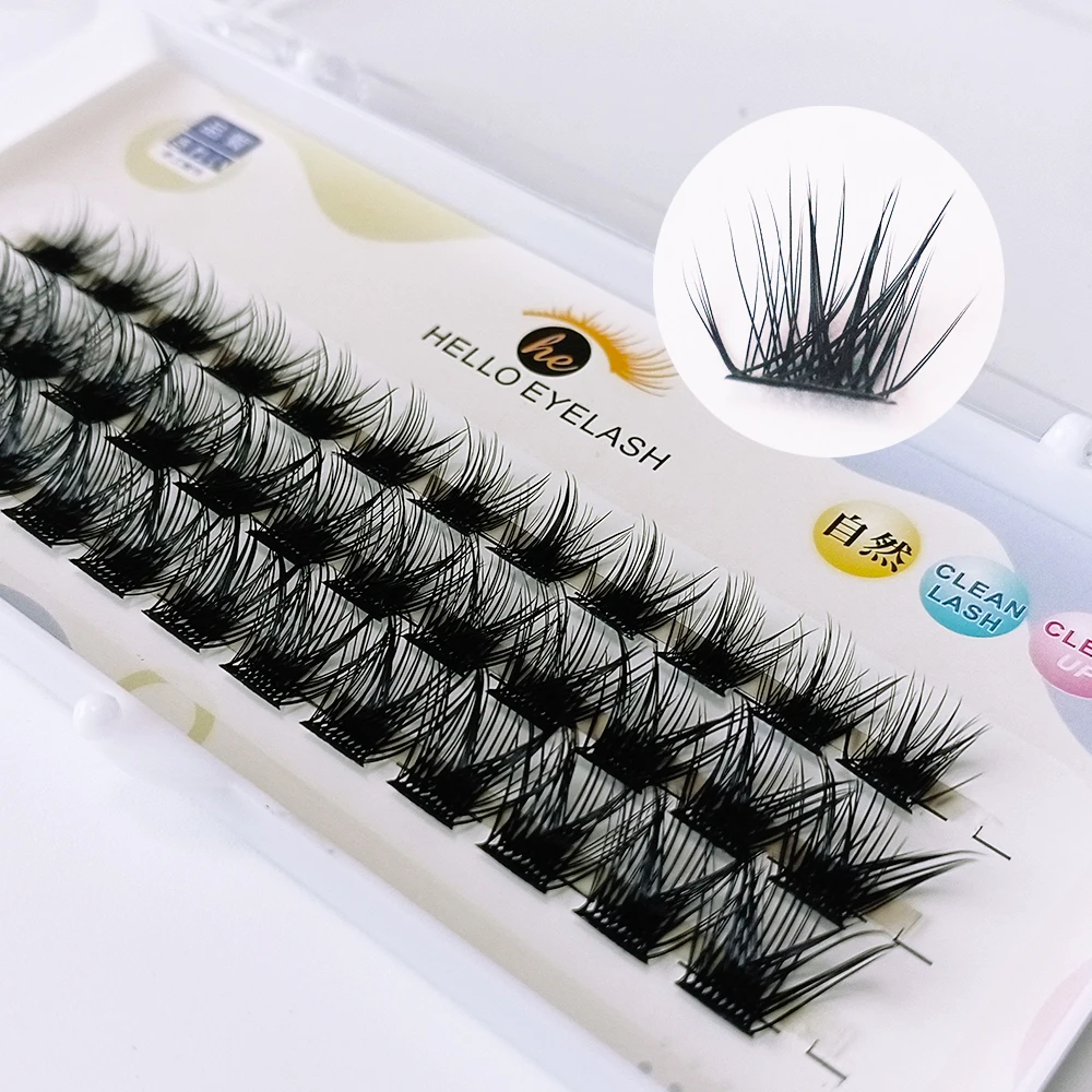 

New Natural Curling False Eyelashes Cluster Segment Fine Stem Self Grafting Cloud Little Devil