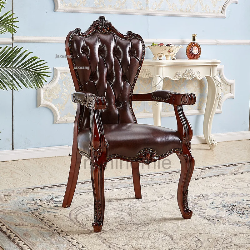 

European Modern Solid Wood Restaurant Kitchen Dining Chairs Household Furniture Leather Back Armchair Sedie Home Furniture