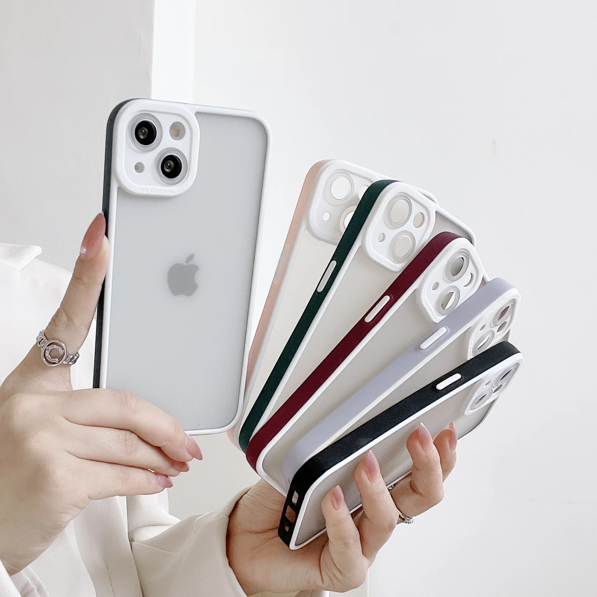 

Shockproof Phone Case for iPhone 13 11 12 Pro Max XR X XSMax 6 7 8 Plus SE 2020 Etui Camera Lens Protection Skin Feel Back Cover